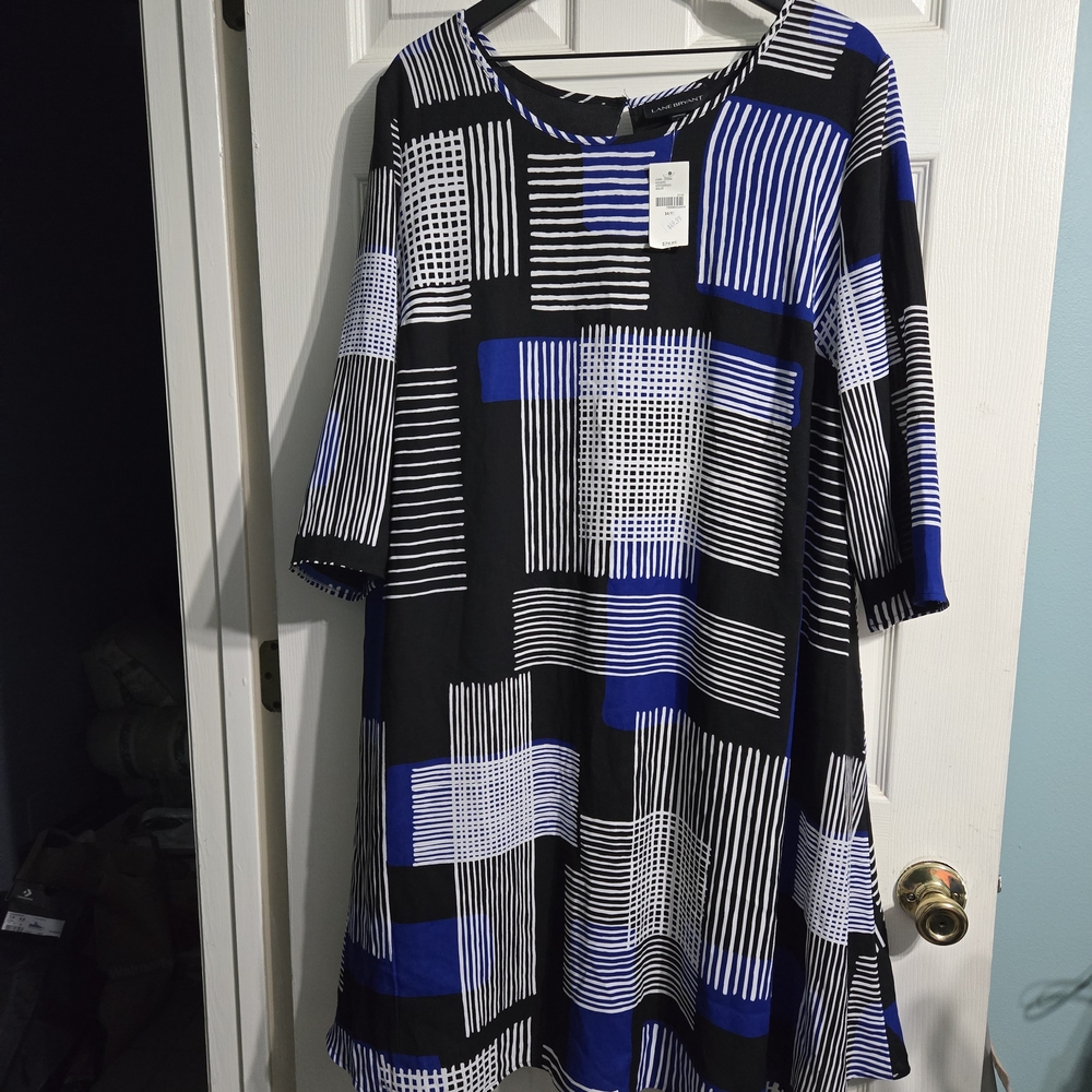Lane Bryant Black and Blue Geometric Midi Dress